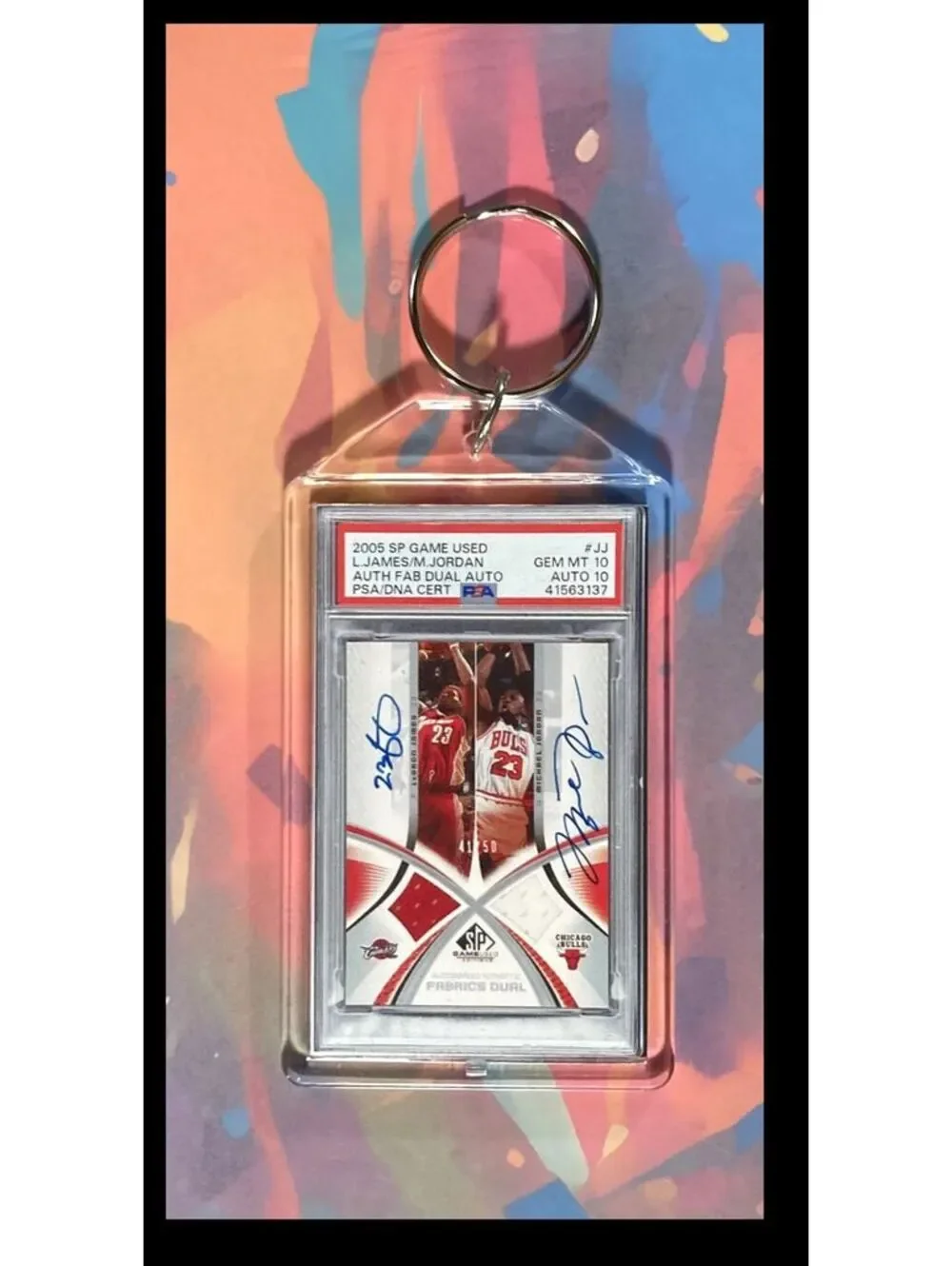 3051 Michael Jordan/LeBron James 2005 UD Fabrics Dual Autos Keychain